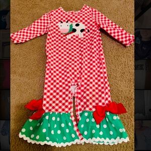 Christmas Cow Flare Romper (12M)
